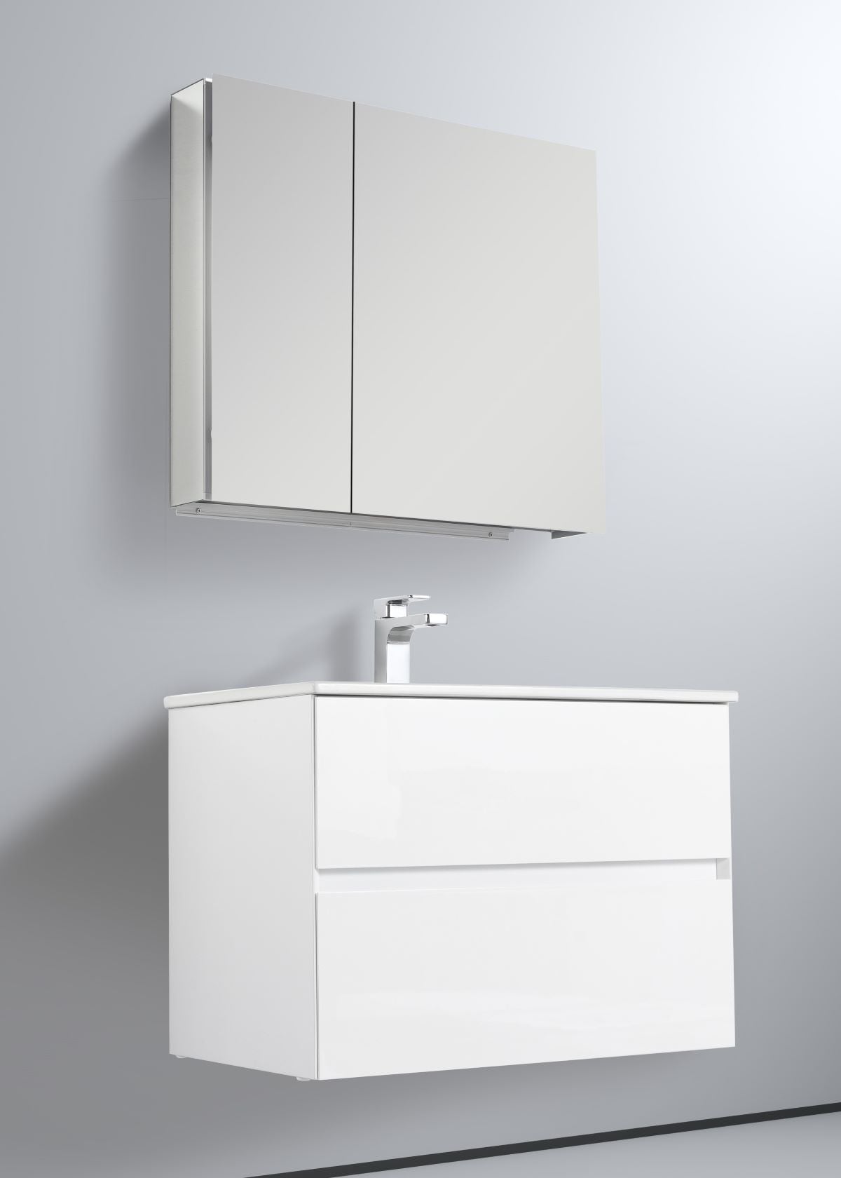 Blossom Assisi 30" White Vanity - Eco-Friendly Minimalist Design with Soft-Closing Drawers, White Acrylic Basin, side