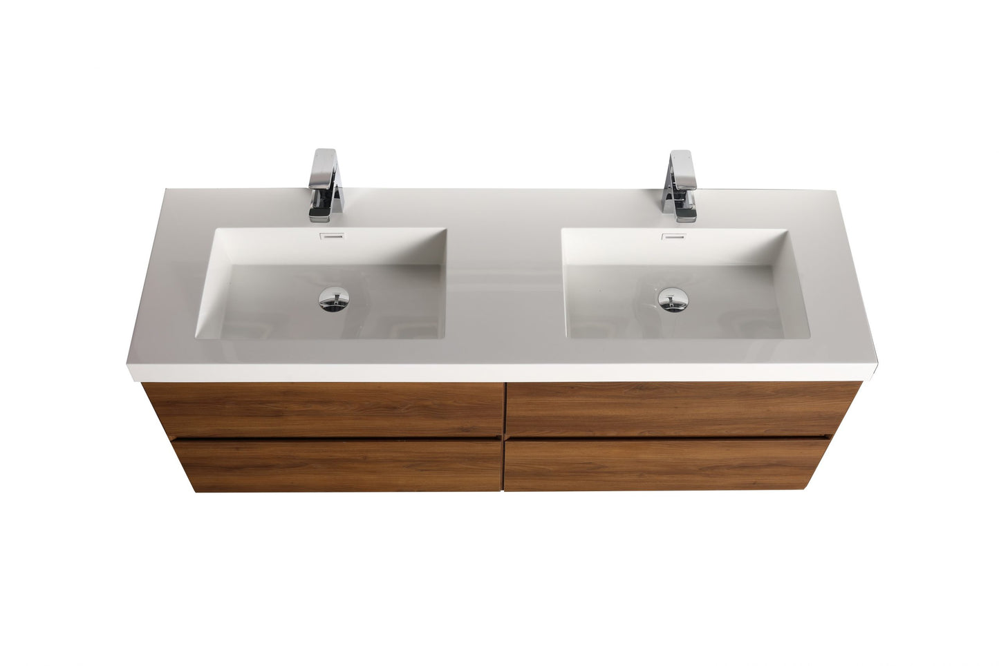  Blossom Assisi 48" Double sink Vanity - Sleek Minimalist Design with Soft-Closing Drawers, Brown Walnut, up