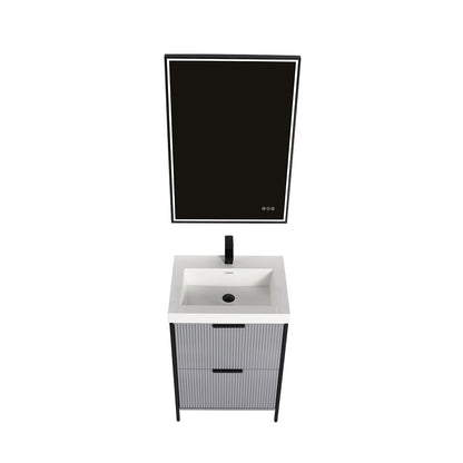 Blossom Zurich 24" Vanity – Glossy White & Metal Grey with Soft-Close Drawers