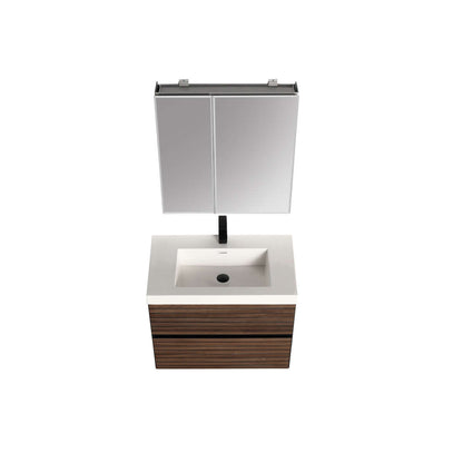 Blossom Annecy 30″ Wall-Hung Vanity - Modern Minimalist Design with Soft-Closing Drawers in Dark Walnut and Maple