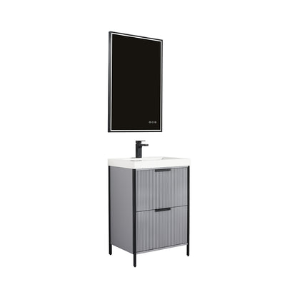 Blossom Zurich 24" Vanity – Glossy White & Metal Grey with Soft-Close Drawers