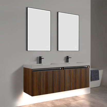 Blossom Lille – 60 Inch Double Vanity - Brown Walnut Strip