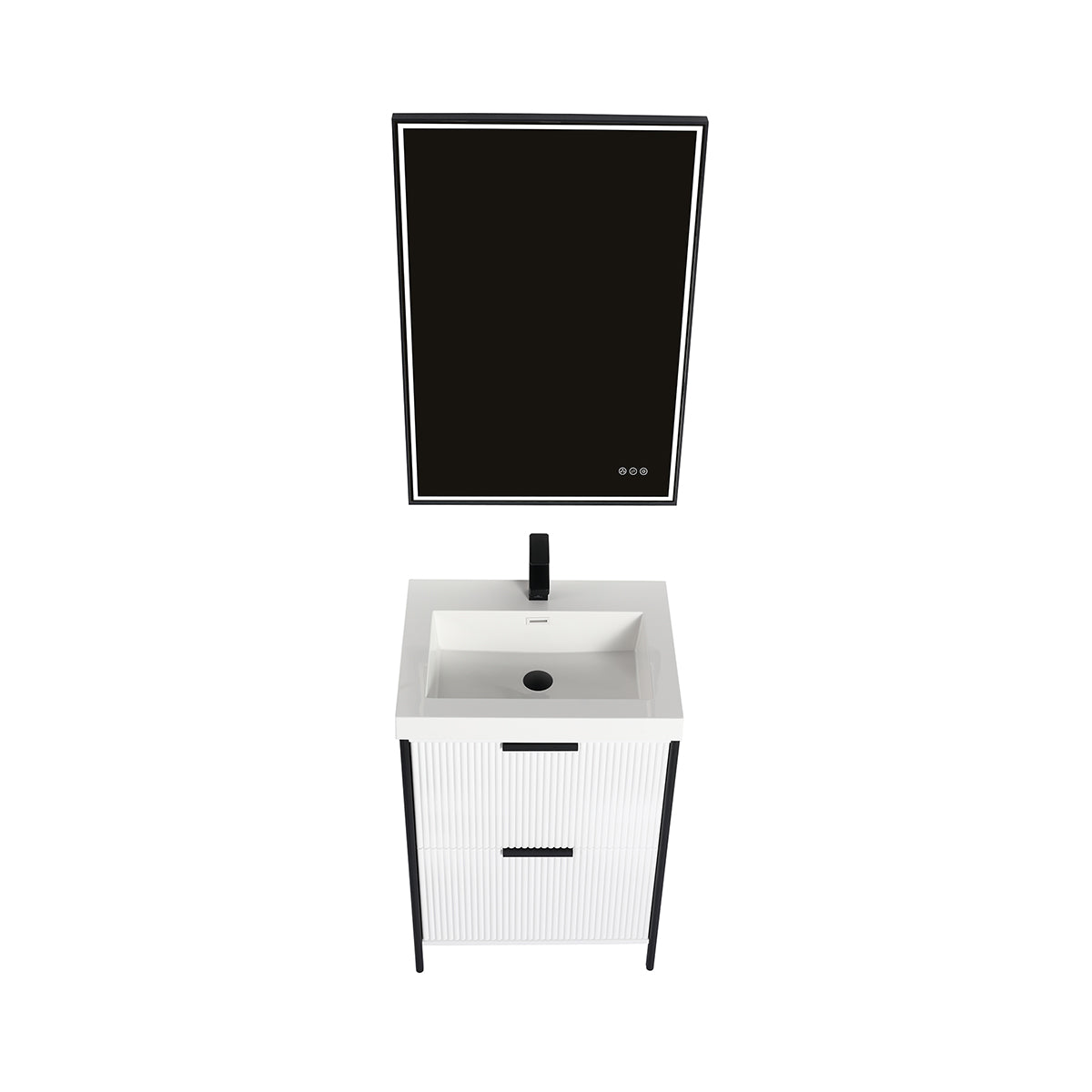 Blossom Zurich 24" Vanity – Glossy White & Metal Grey with Soft-Close Drawers