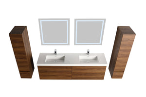 Blossom Assisi 72" Double sink Vanity - Luxurious Minimalist Design with Soft-Closing Drawers, Brown Walnut, up view