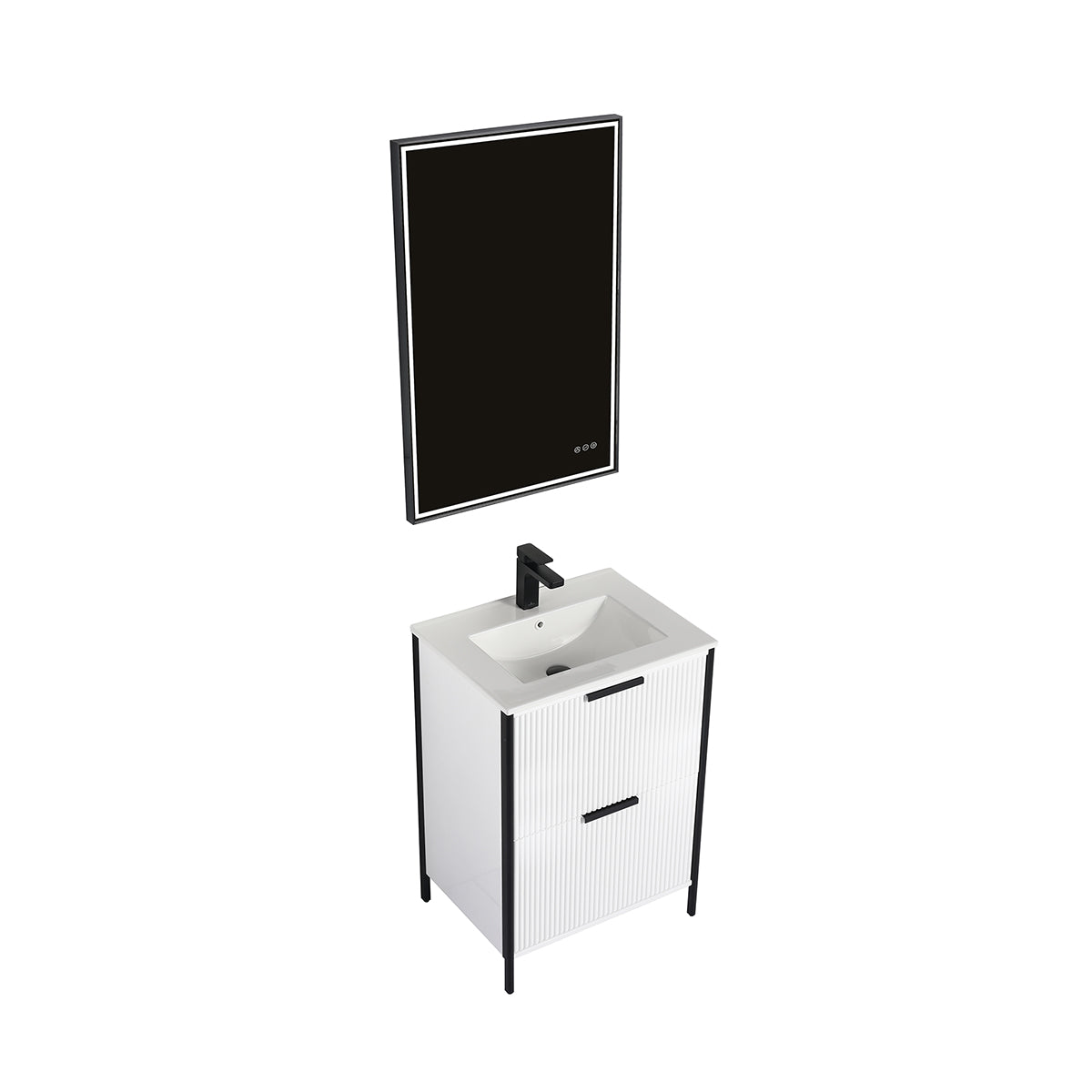 Blossom Zurich 24" Vanity – Glossy White & Metal Grey with Soft-Close Drawers