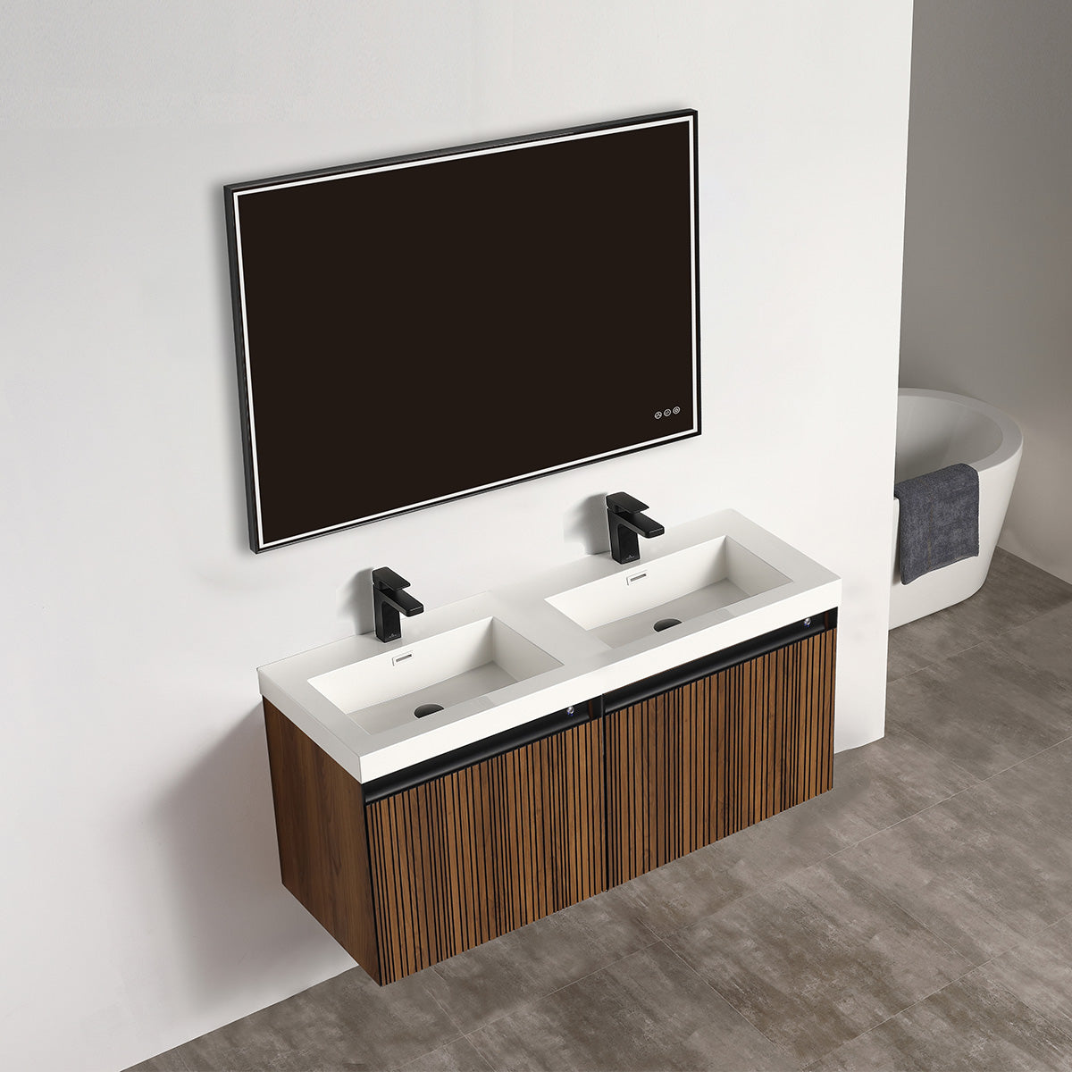 Blossom Lille – 48 Inch Double Vanity - Brown Walnut Strip