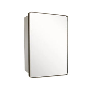 Bellaterra 28 in Rectangular Metal Frame Mirror with Medicine Cabinet in silver, side