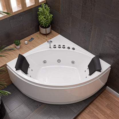 EAGO AM200  5' Rounded Modern Double Seat Corner Whirlpool Bath Tub with Fixtures