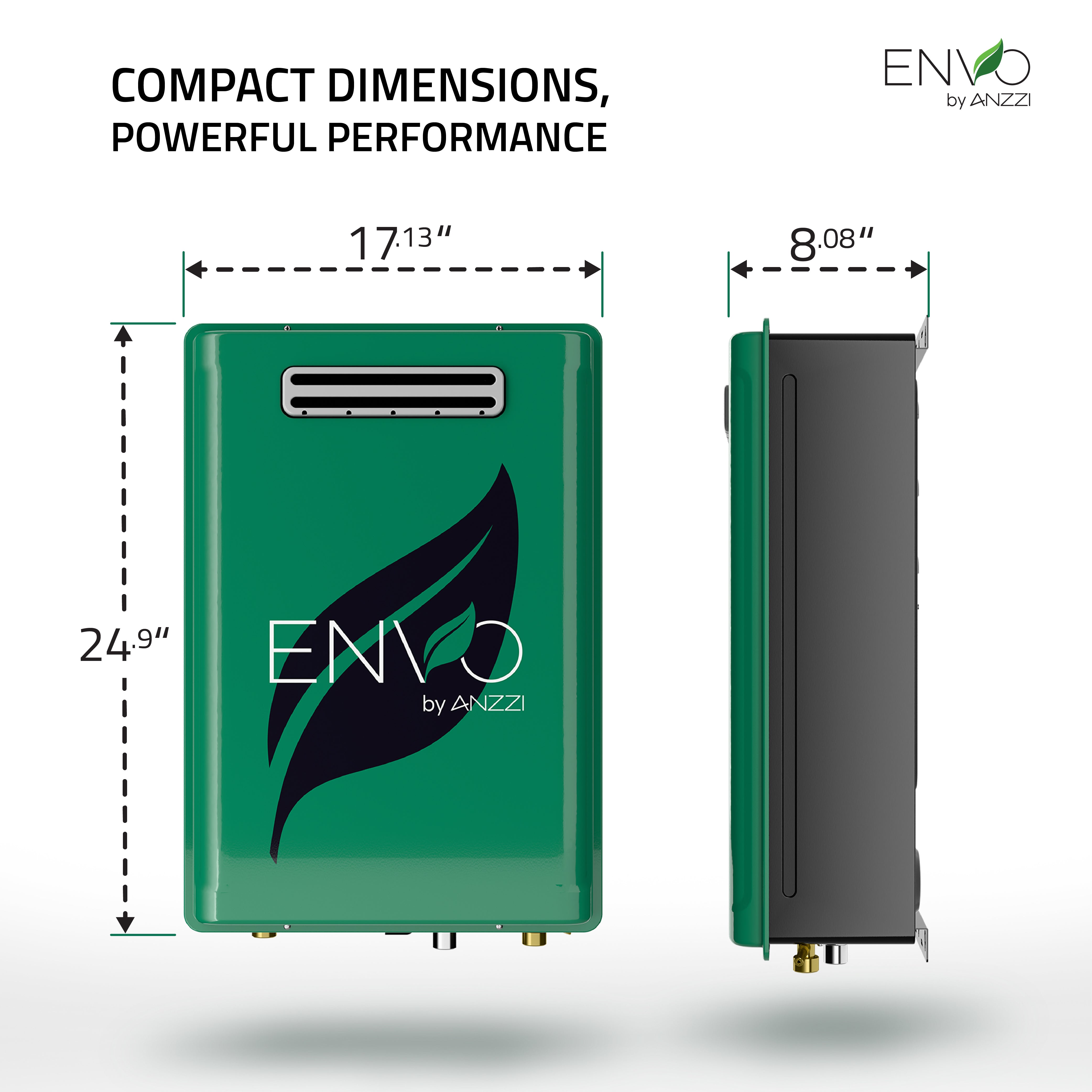 ENVO 180,000 BTU Natural Gas Tankless Water Heater – Outdoor, Energy-Efficient with Remote Temperature Control