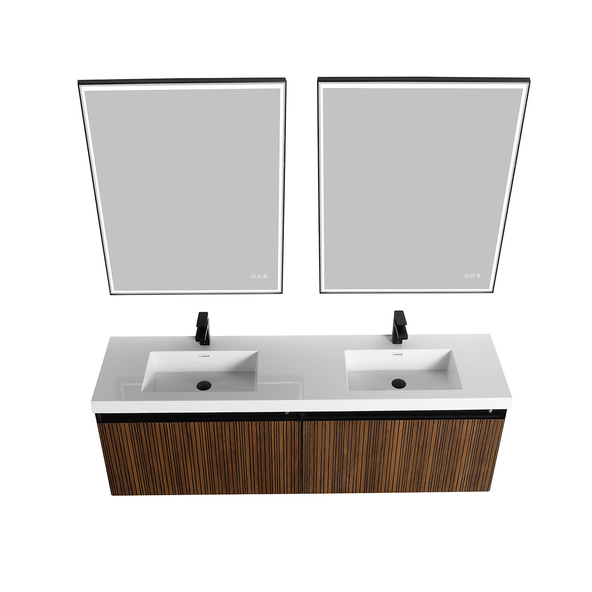 Blossom Lille – 72 Inch Double Vanity - Brown Walnut Strip