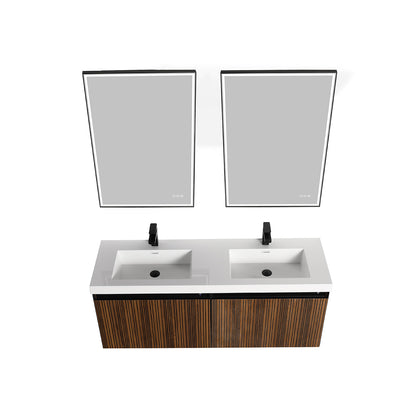 Blossom Lille – 60 Inch Double Vanity - Brown Walnut Strip