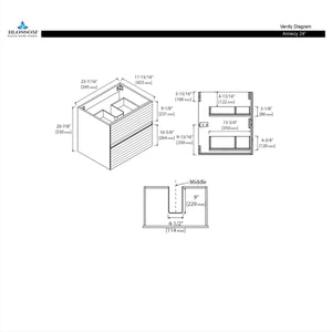 Blossom Annecy 24" Wall-Hung Vanity - Modern Minimalist Design with Soft-Closing Drawers in Dark Walnut and Maple