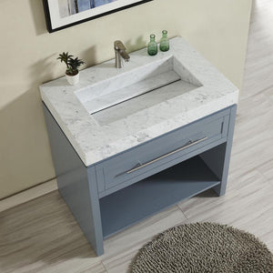 Silkroad Exclusive  36-inch Modern Single Sink Bathroom Vanity Cabinet - Bluish Gray 