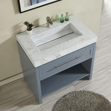 Load image into Gallery viewer, 36-inch Carrara White Marble Top Single Sink Bathroom Vanity, Gray C01036GC_T0136WRC 