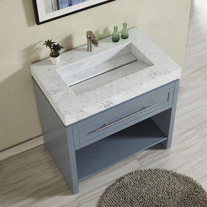 36-inch Carrara White Marble Top Single Sink Bathroom Vanity, Gray C01036GC_T0136WRC 