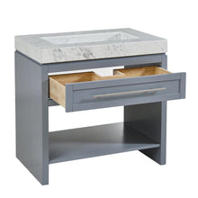 Load image into Gallery viewer, Silkroad Exclusive  36-inch Modern Single Sink Bathroom Vanity Cabinet - Bluish Gray  open