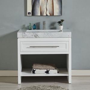 Silkroad Exclusive  36-inch Modern Single Sink Bathroom Vanity Cabinet - White