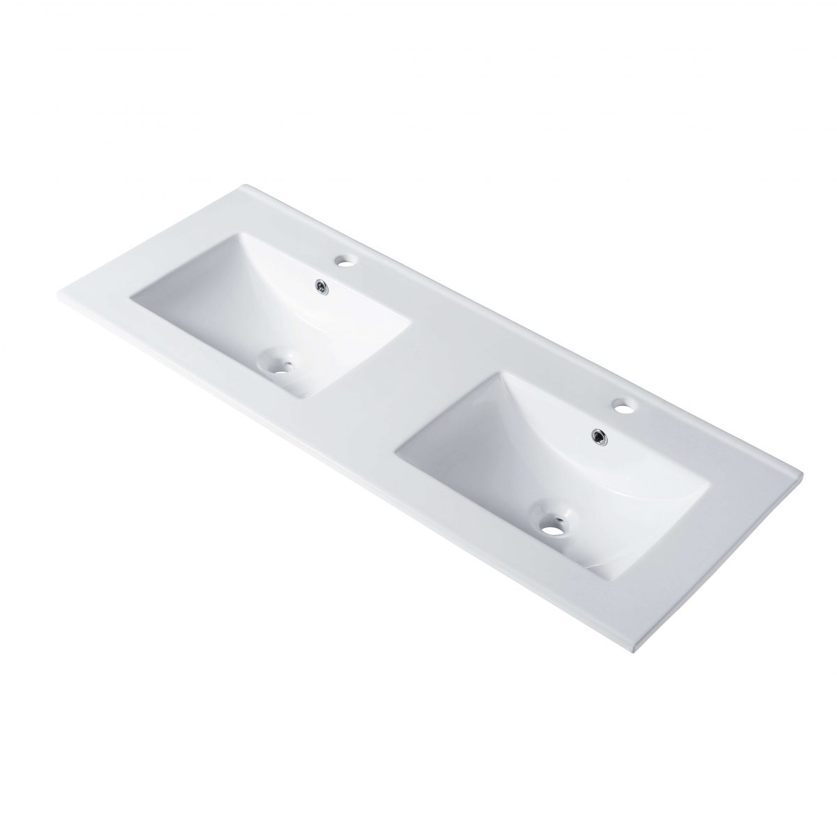 Ceramic Top-Mount Double Sink White Basin