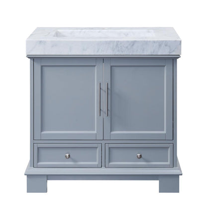 Silkroad Exclusive  36-inch Carrara White Marble Top Single Sink Bathroom Vanity