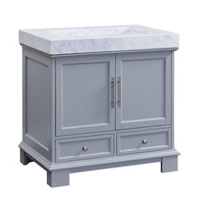 Load image into Gallery viewer, Silkroad Exclusive  36-inch Carrara White Marble Top Single Sink Bathroom Vanity