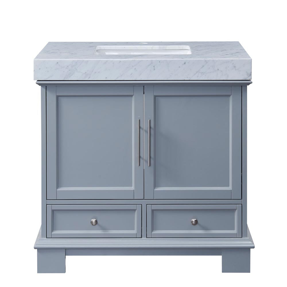 36-inch Carrara White Marble Bathroom Vanity - Grey C05036GC_T0236WSC