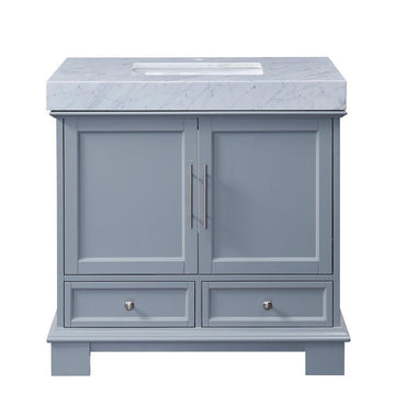 36-inch Carrara White Marble Bathroom Vanity - Grey C05036GC_T0236WSC