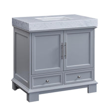 Load image into Gallery viewer, 36-inch Carrara White Marble Bathroom Vanity - Grey C05036GC_T0236WSC