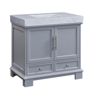 36-inch Carrara White Marble Bathroom Vanity - Grey C05036GC_T0236WSC