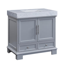 Load image into Gallery viewer, Silkroad Exclusive  36-inch Carrara White Marble Top Single Sink Bathroom Vanity