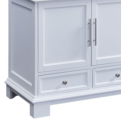 36-inch Carrara White Marble Bathroom Vanity - White C05036WC_T0236WSC