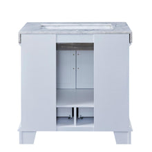 Load image into Gallery viewer, 36-inch Carrara White Marble Bathroom Vanity - White C05036WC_T0236WSC back