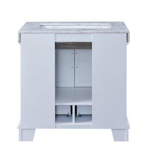 36-inch Carrara White Marble Bathroom Vanity - White C05036WC_T0236WSC back