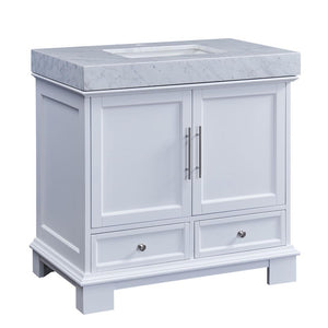 36-inch Carrara White Marble Bathroom Vanity - White C05036WC_T0236WSC