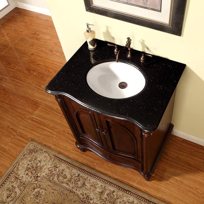 30" Rosewood Black Galaxy Granite Vanity - Single Sink, FS-0266-BG-UWC-30