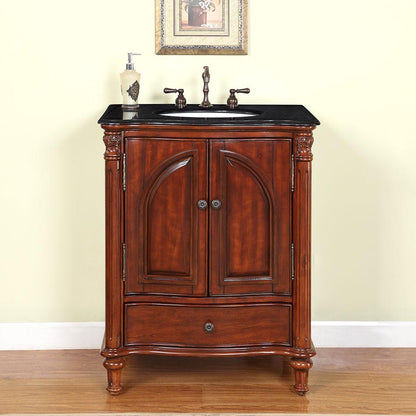 30" Rosewood Black Galaxy Granite Vanity - Single Sink, FS-0266-BG-UWC-30