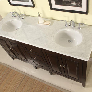  68-inch Carrara White Marble Top Double Sink Bathroom Vanity - FS-0269-WM-UWC-68