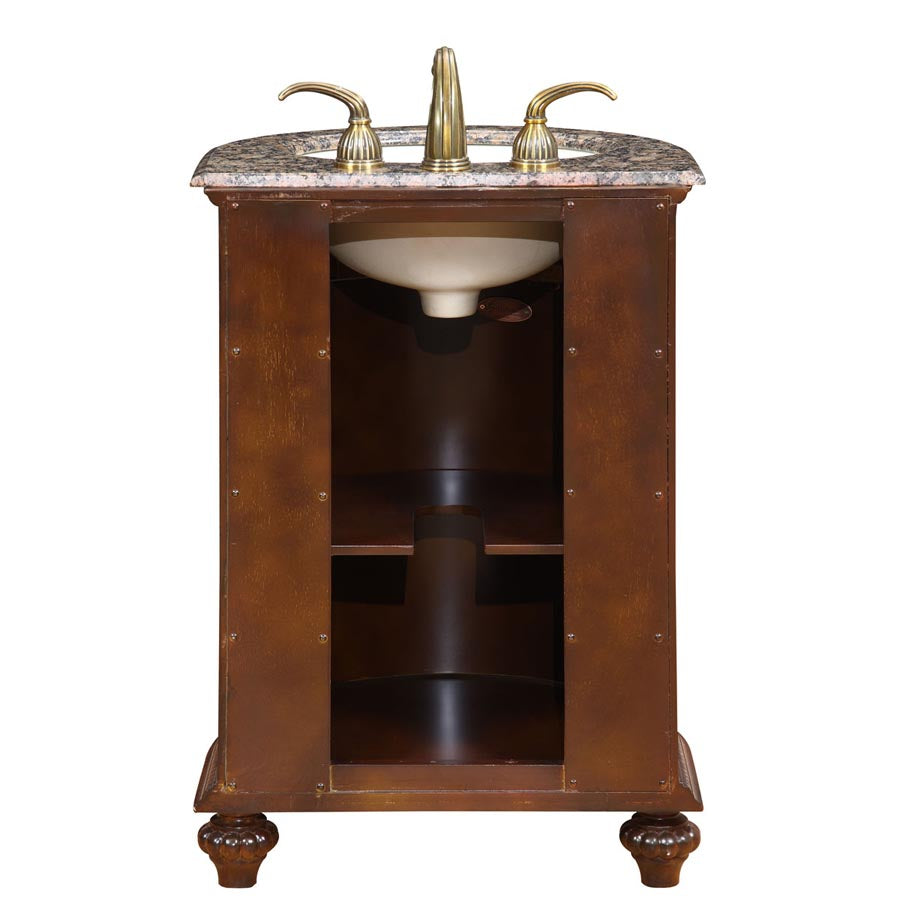 Traditional 24" Baltic Granite Single Sink Vanity - English Chestnut Finish HYP-0135-BB-UIC-24 back