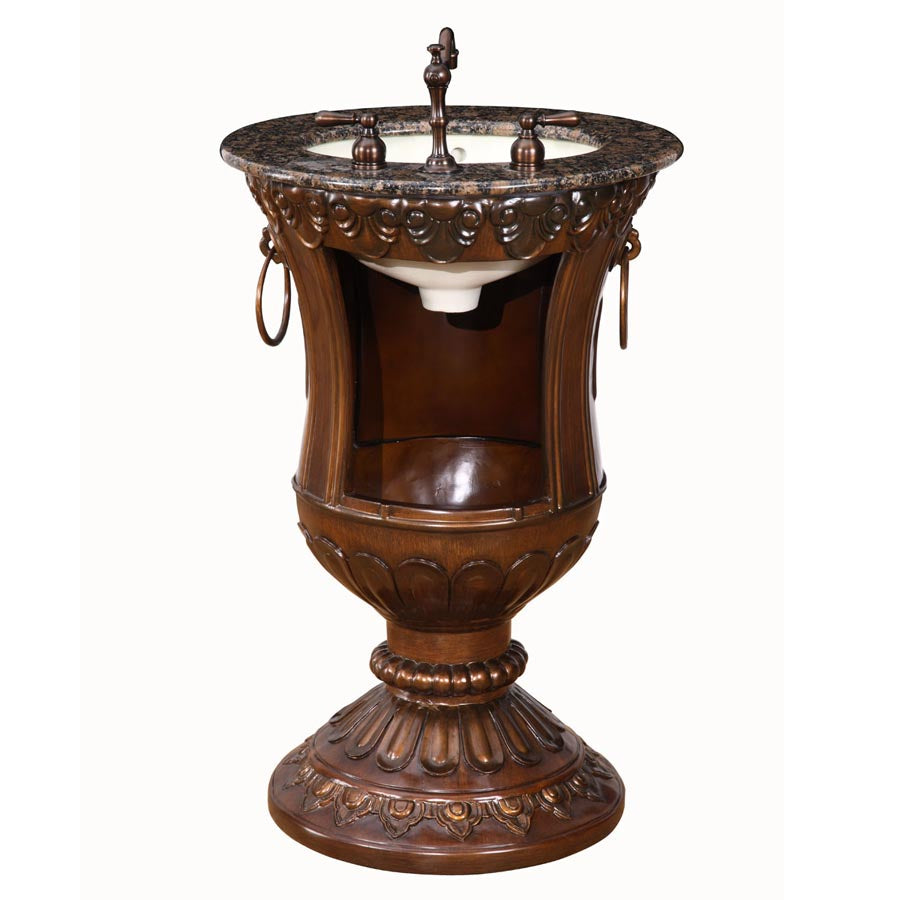 Silkroad Exclusive Traditional 23" Walnut Single Sink Vanity, Baltic Brown Granite Top - HYP-0141-BB-UIC-23