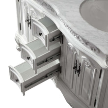 Load image into Gallery viewer, Silkroad Exclusive  48-inch Carrara White Marble Top Double Sink Bathroom Vanity - HYP-0145-WM-UWC-48