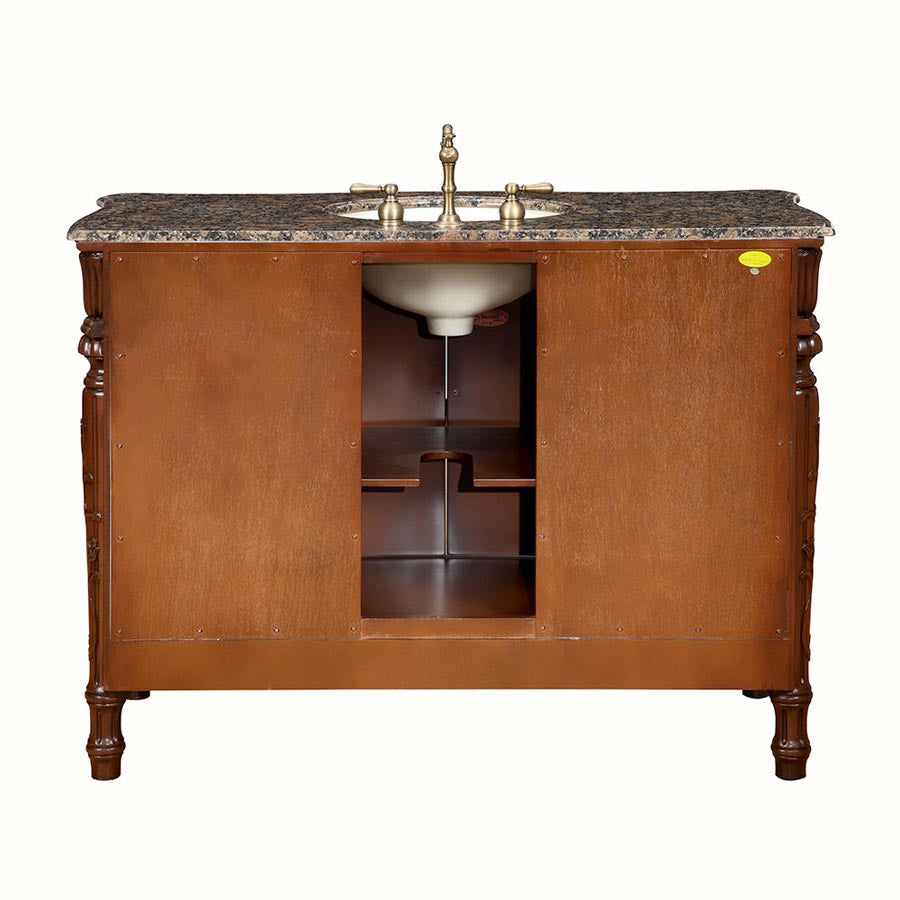 Silkroad Exclusive  48-inch Baltic Brown Granite Top Single Sink Bathroom Vanity - HYP-0151-BB-UIC-48 back