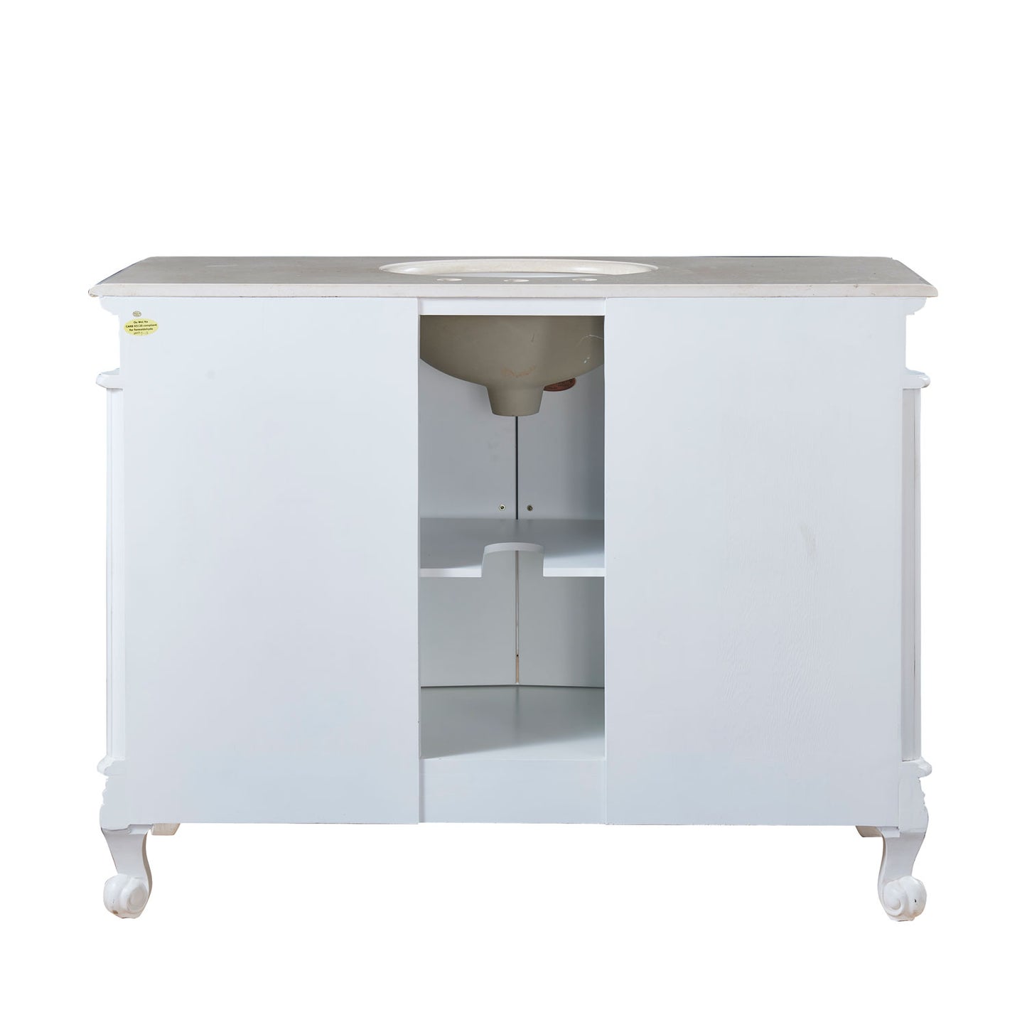 Antique White 48-inch Crema Marfil Marble Top Single Sink Bathroom Vanity - HYP-0152-CM-UWC-48 back