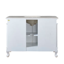 Load image into Gallery viewer, Antique White 48-inch Crema Marfil Marble Top Single Sink Bathroom Vanity - HYP-0152-CM-UWC-48 back