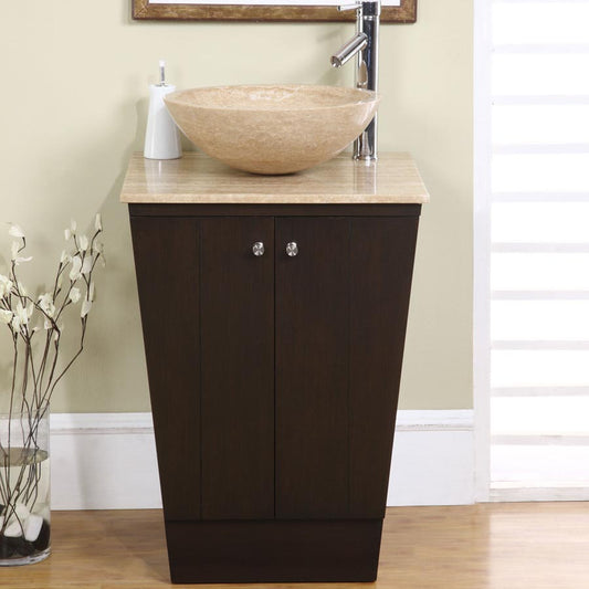 Silkroad Exclusive  22-inch Travertine Top Single Sink Bathroom Vanity