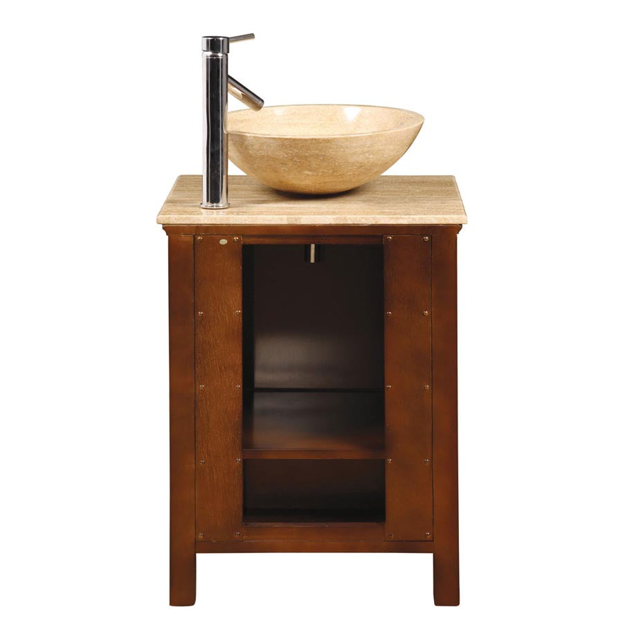 Silkroad Exclusive  22-inch Travertine Top Single Sink Bathroom Vanity - HYP-0158-T-22