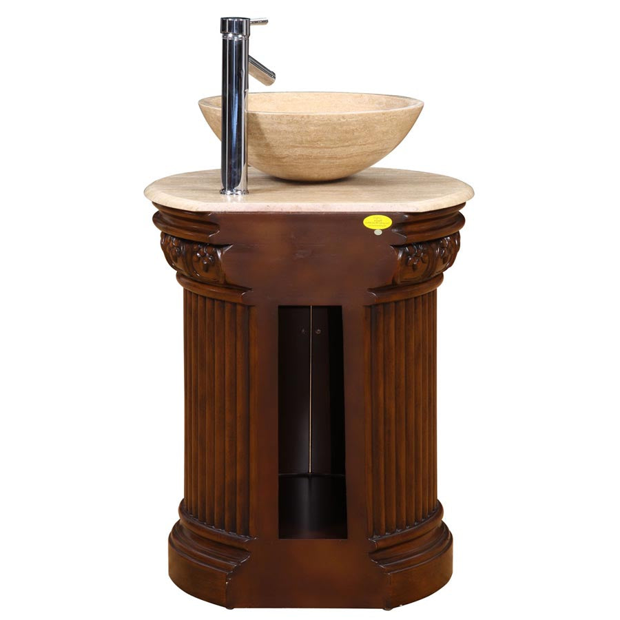 Silkroad Exclusive  24-inch Travertine Top Single Sink Bathroom Vanity