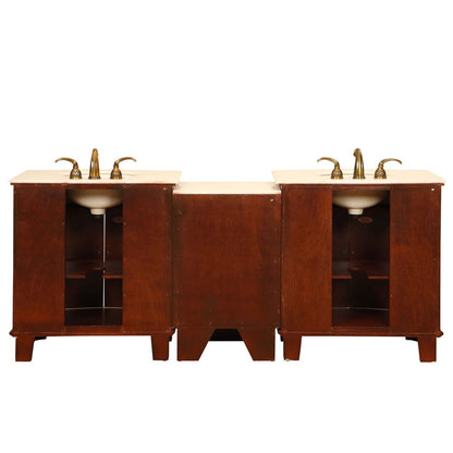 84-inch Crema Marfil Marble Top Double Sink Bathroom Vanity - HYP-0204-CM-UIC-84 back