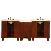 Load image into Gallery viewer, 84-inch Crema Marfil Marble Top Double Sink Bathroom Vanity - HYP-0204-CM-UIC-84 back