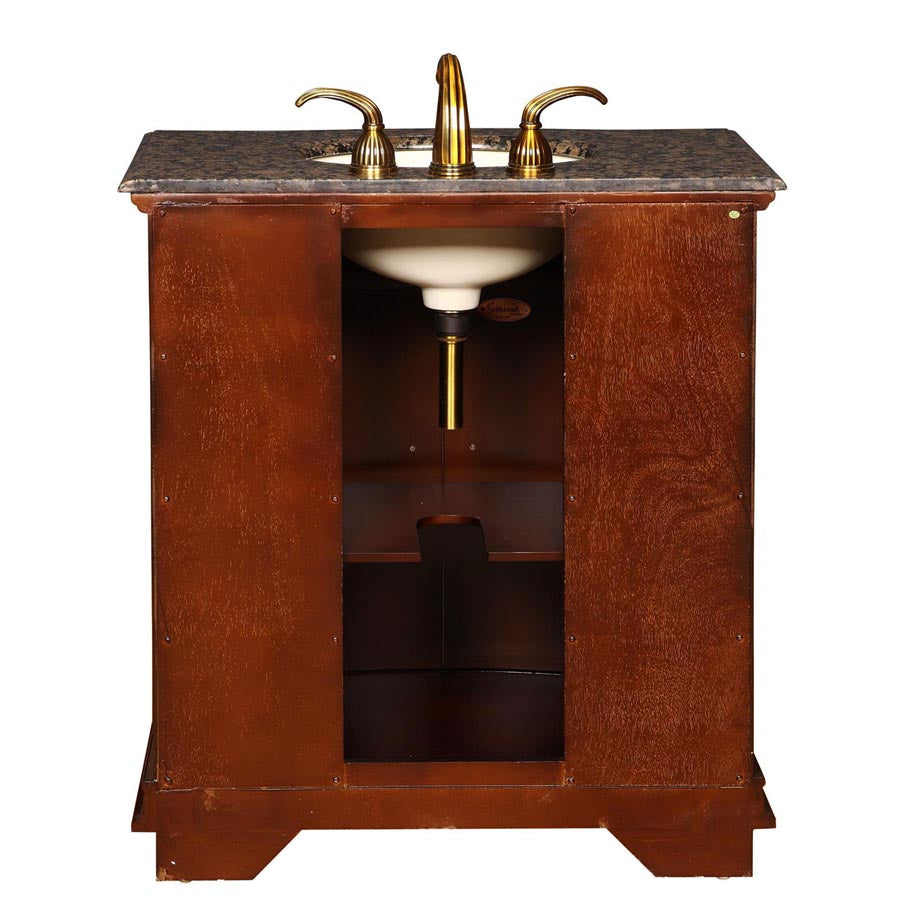 Silkroad Exclusive  33-inch Baltic Brown Granite Top Single Sink Bathroom Vanity - HYP-0206-BB-UIC-33