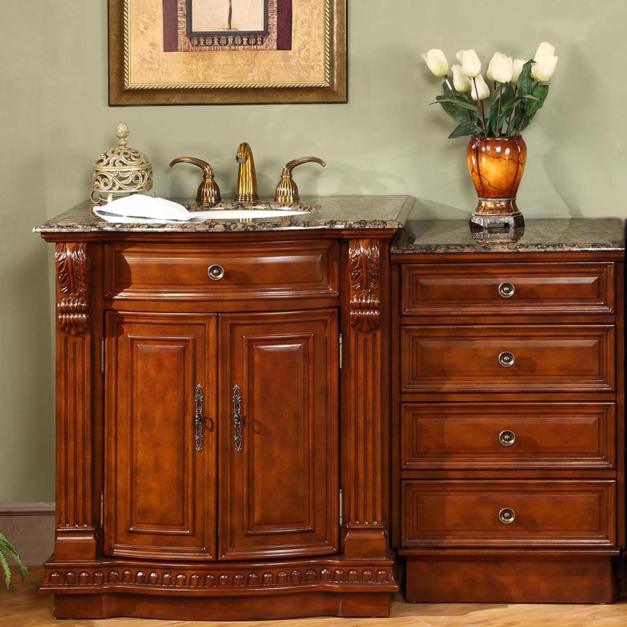 53-inch Baltic Brown Granite Top Single Sink Bathroom Vanity - HYP-0206-BB-UIC-53