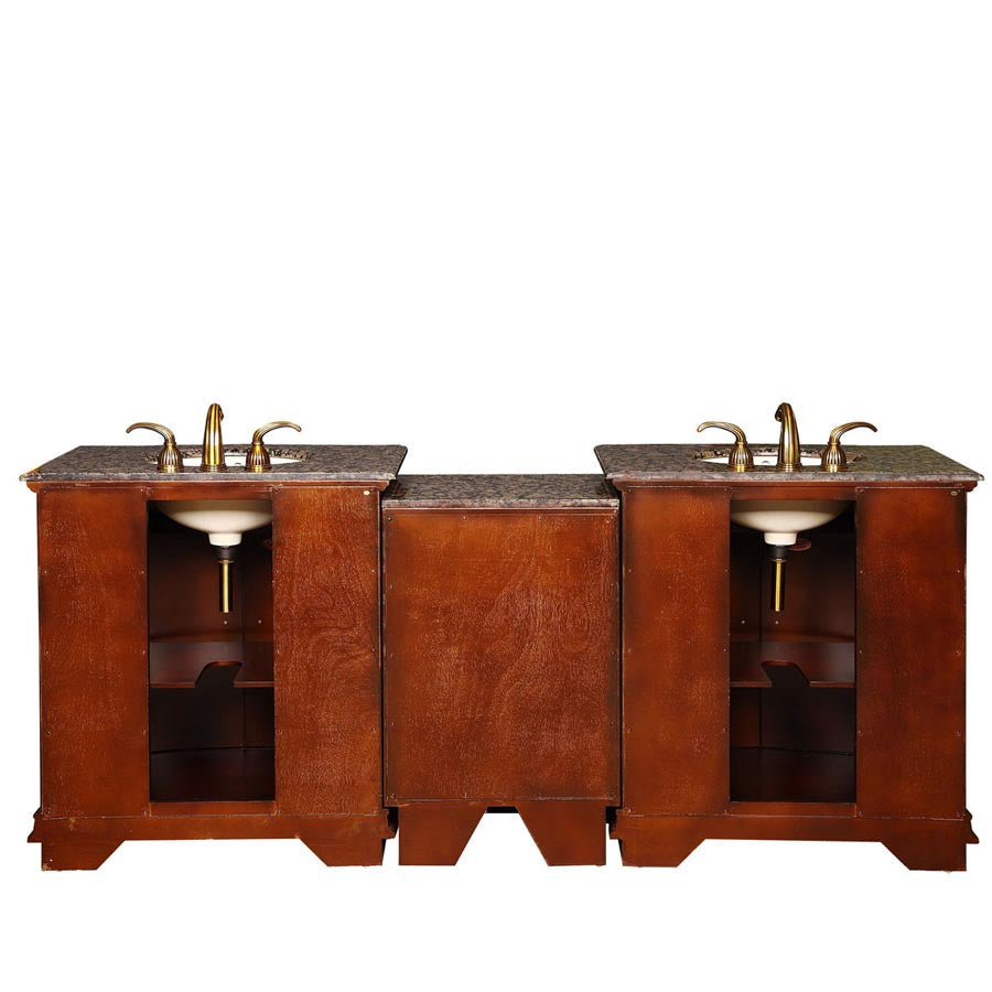  84.5-inch Baltic Brown Granite Top Double Sink Bathroom Vanity - HYP-0206-BB-UIC-85 back